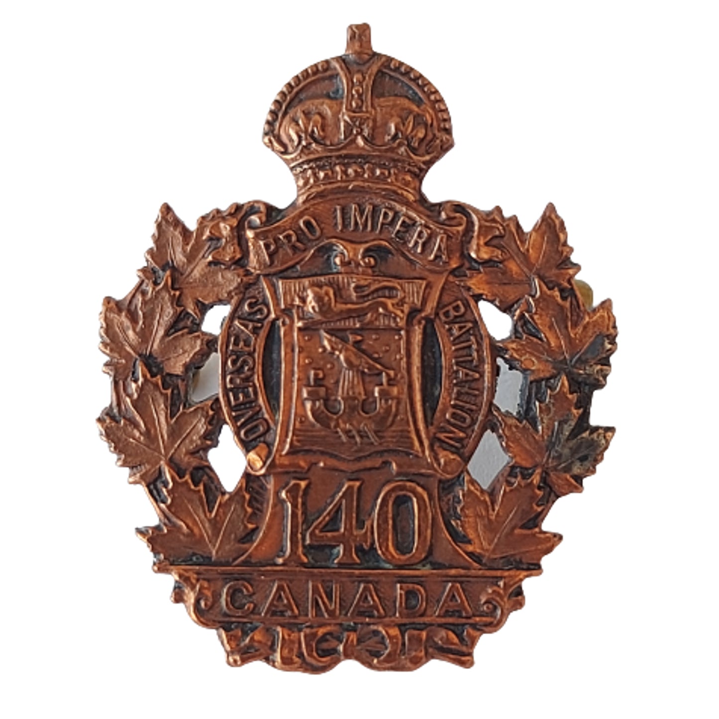 WW1 Canadian 140th Battalion Collar Badge -St.John New Brunswick