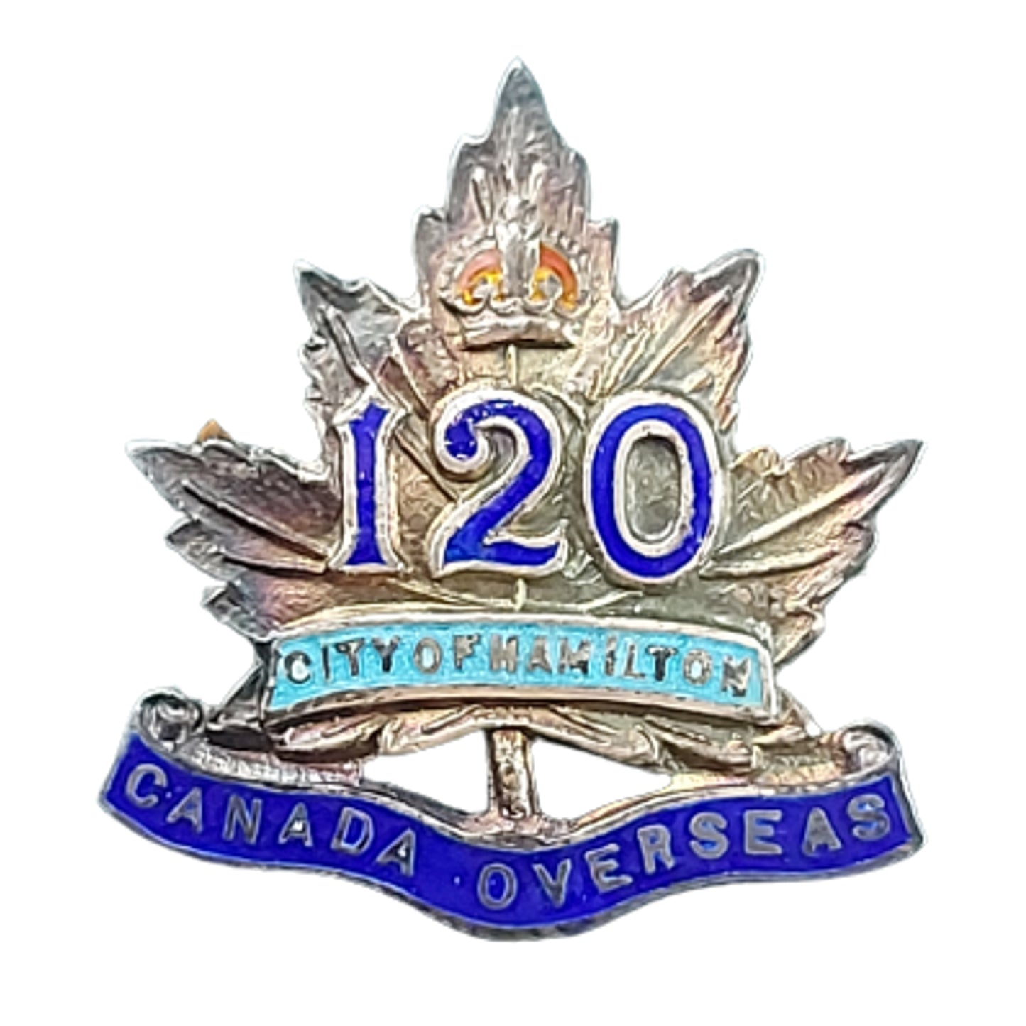 WW1 Canadian 120th Battalion Sterling Silver Sweetheart Pin -Hamilton Ontario