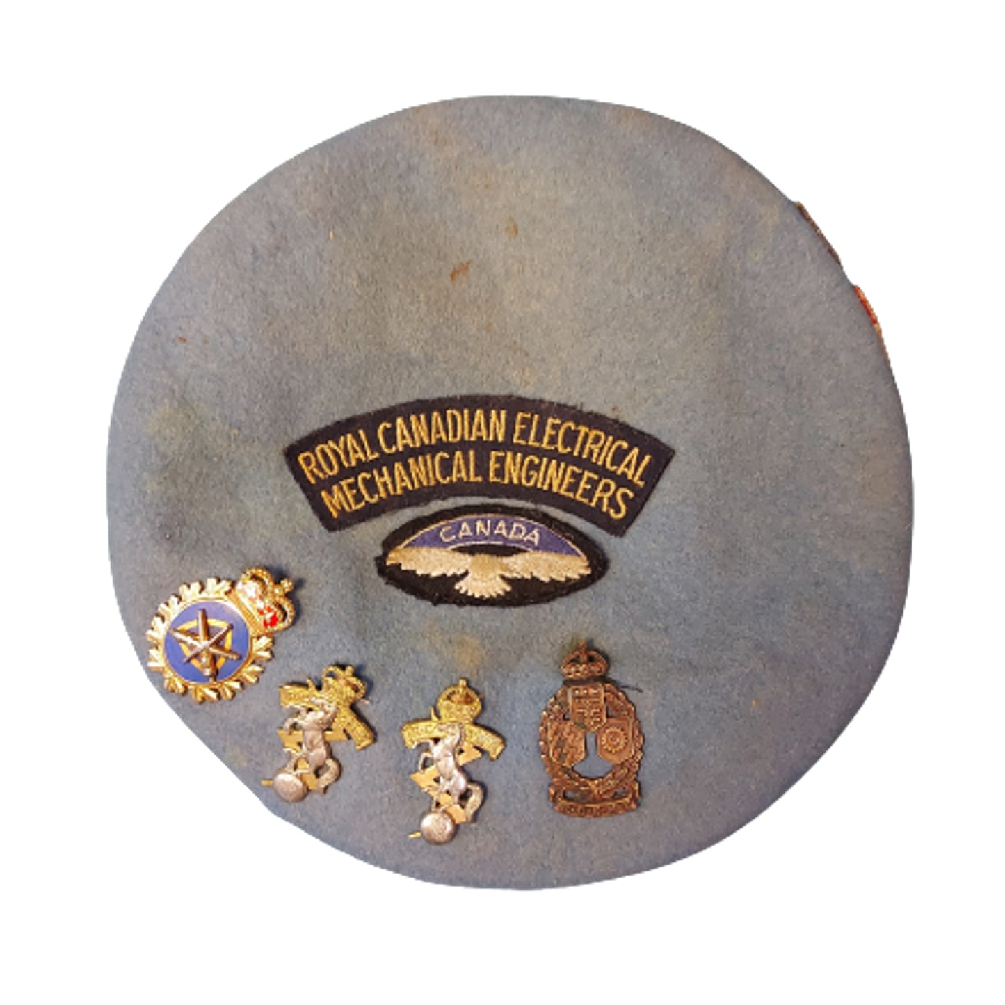 Post-WW2 Canadian Named RCEME Royal Canadian Electrical Mechanical Engineers Souvenir Of Service Beret