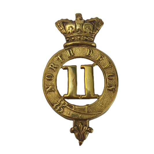 British Victorian 11th Regiment Of Foot Brass Glengarry Badge