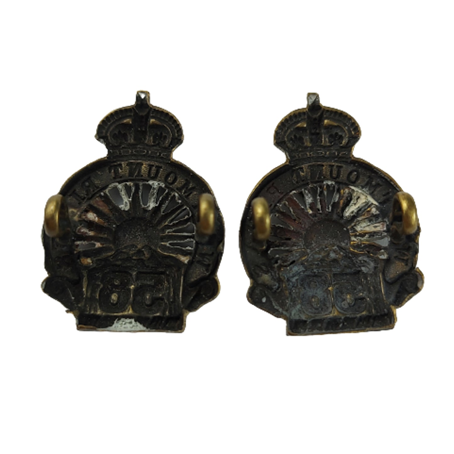 WW1 1914 Issue Canadian 58th Westmount Rifles Officer's Cap And Collar Badge Set
