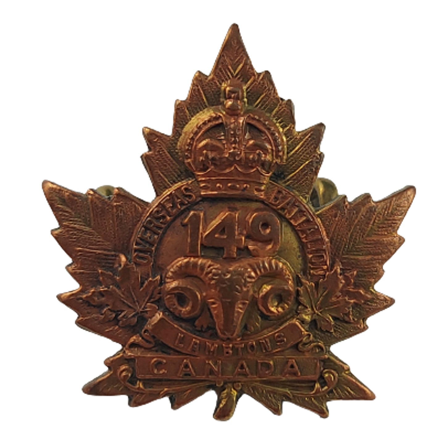 WW1 Canadian 149th Battalion Collar Badge -Lambton Ontario