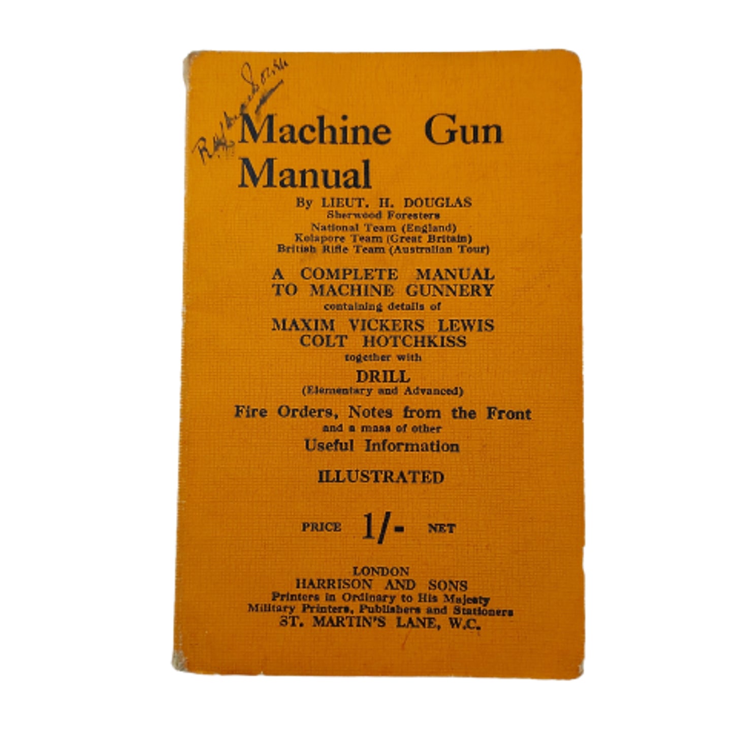 WW1 British Canadian Named Vickers Machine Gun Manual