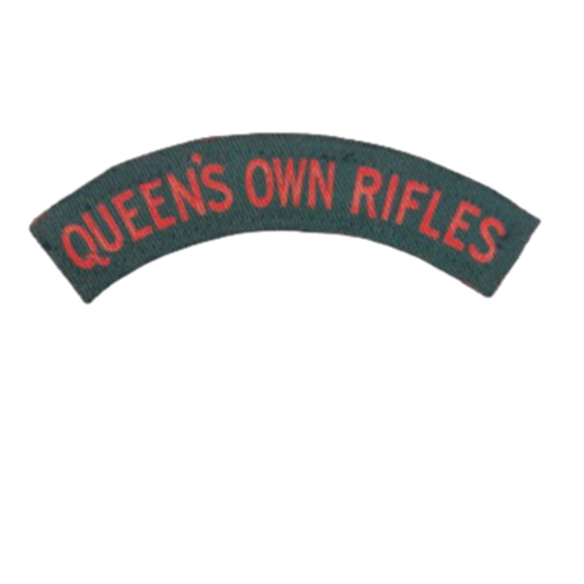 WW2 Canadian Queen's Own Rifles Printed Canvas Shoulder Title