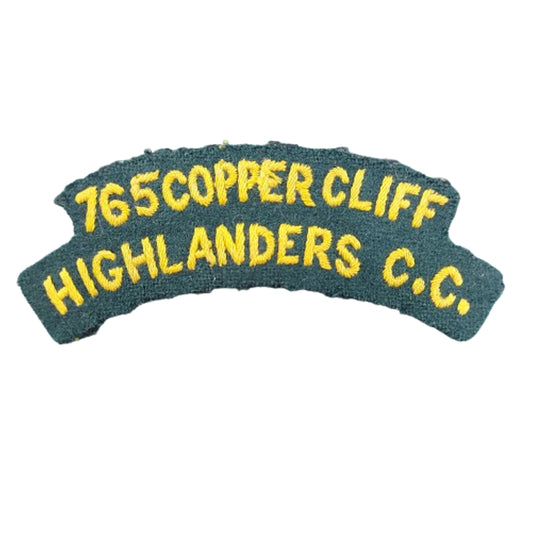 Post-WW2 Canadian 765 Copper Cliff Highlanders Cadet Corps Cloth Shoulder Title