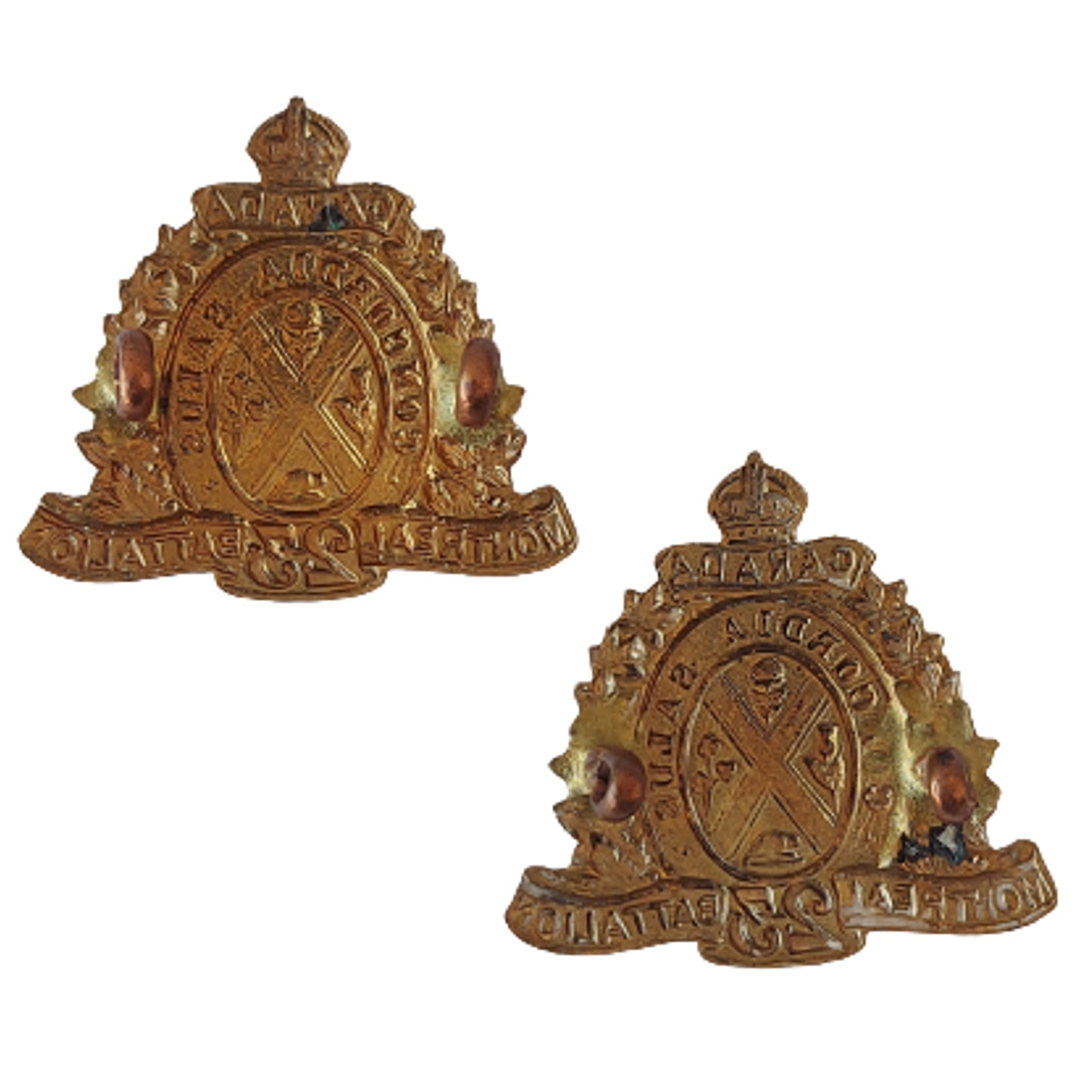 WW! Canadian 23rd Battalion Collar Badge Pair -Quebec City
