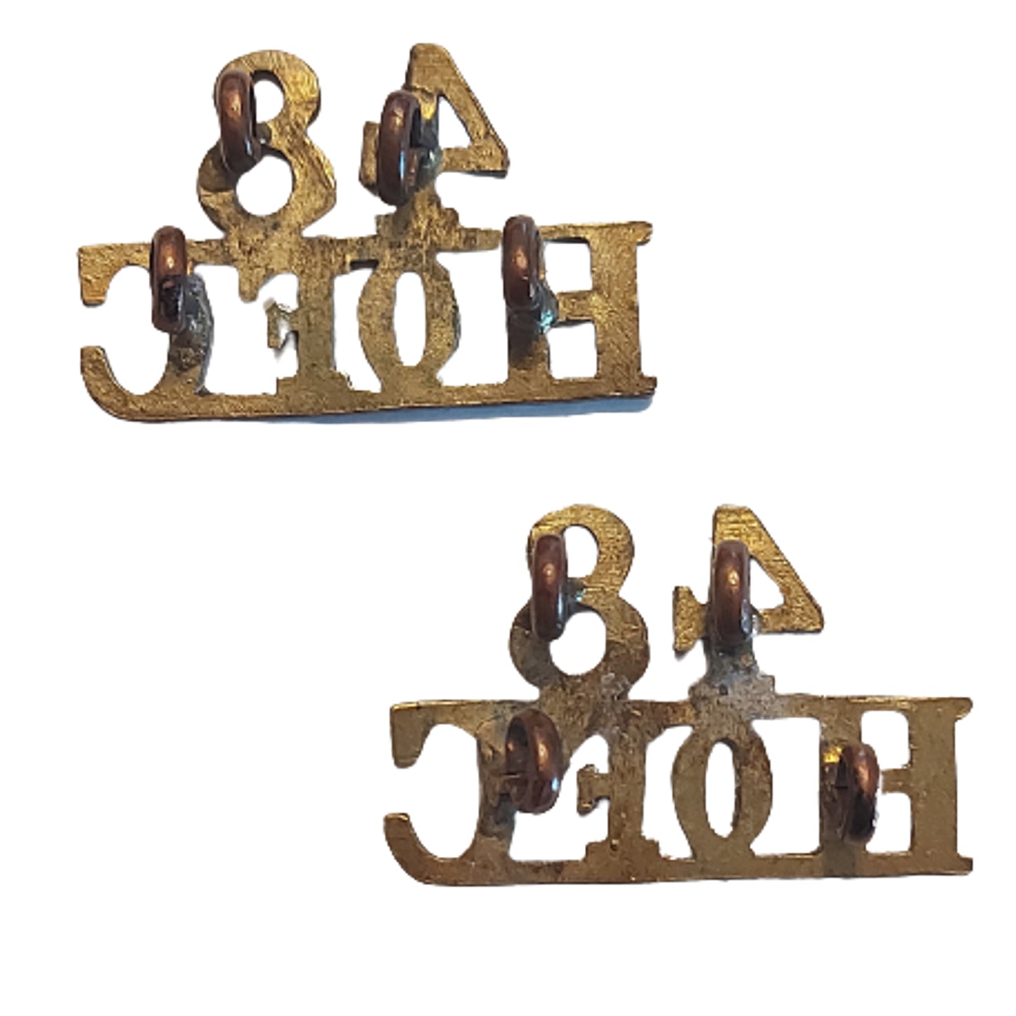Pre-WW1 Canadian 48th Battalion (Highlanders) Brass Shoulder Title Pair