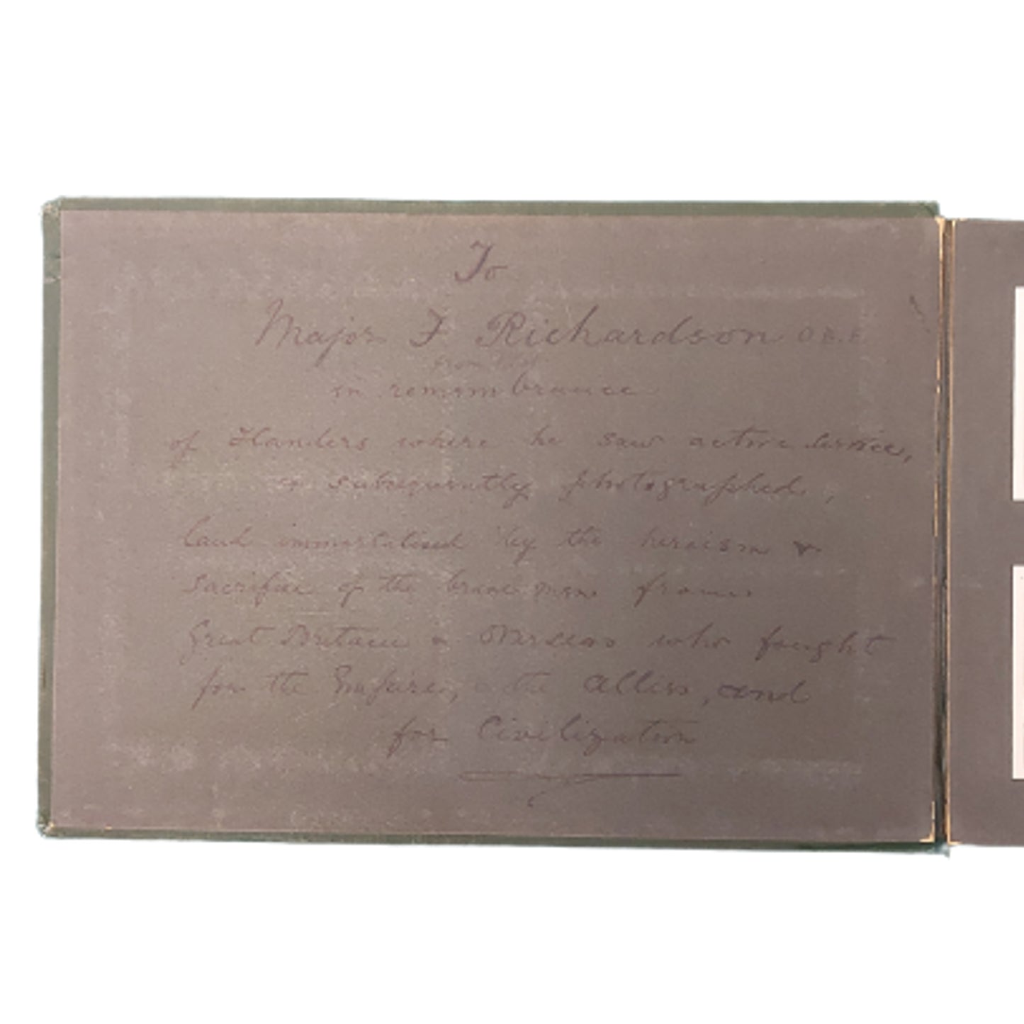 WW1 Canadian Named Presentation Photo Album Of France -Major Frederick Richardson O.B.E. 52nd Bn. / 47th B.N.