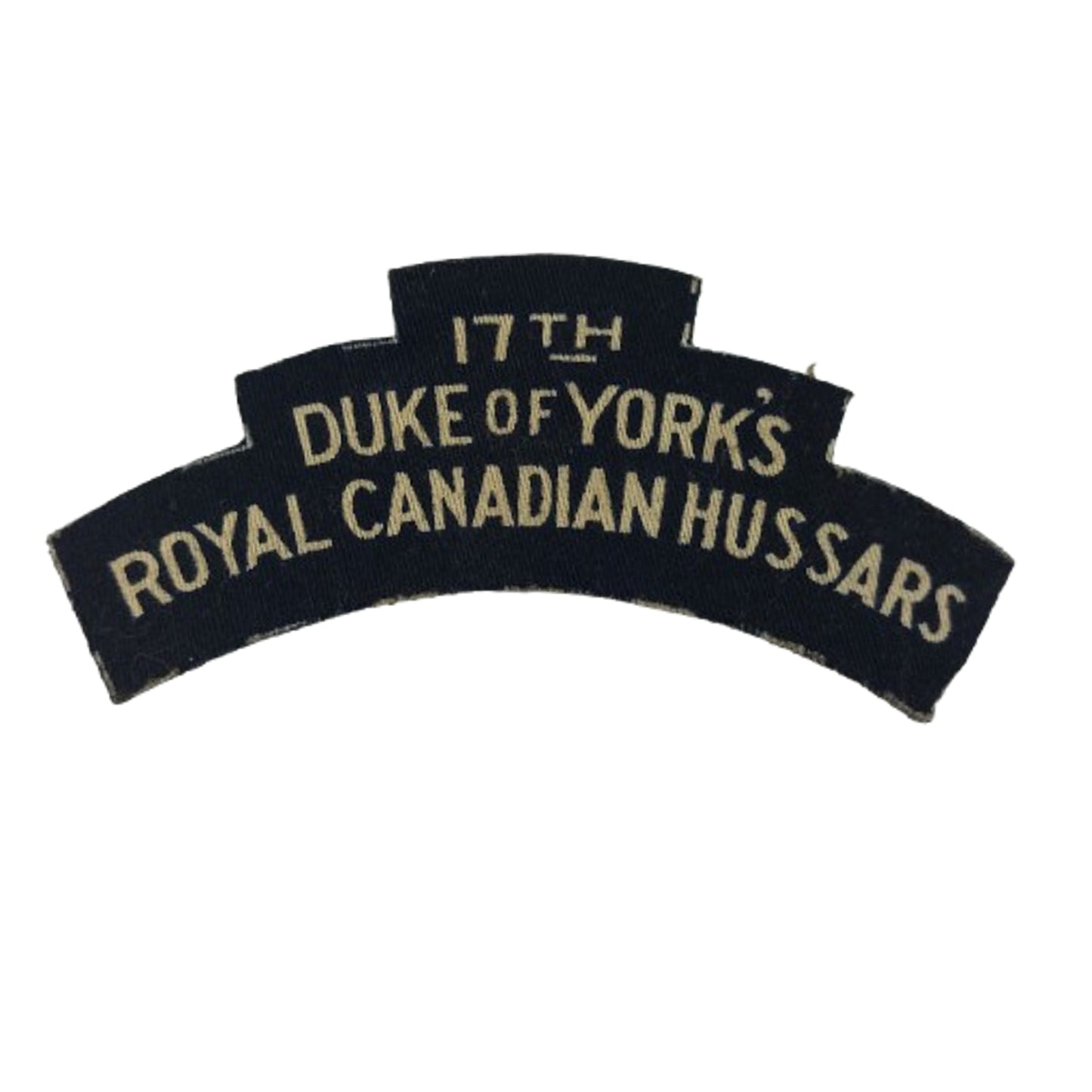 WW2 Canadian 17th Duke Of York's Royal Canadian Hussars Printed Canvas Shoulder Title