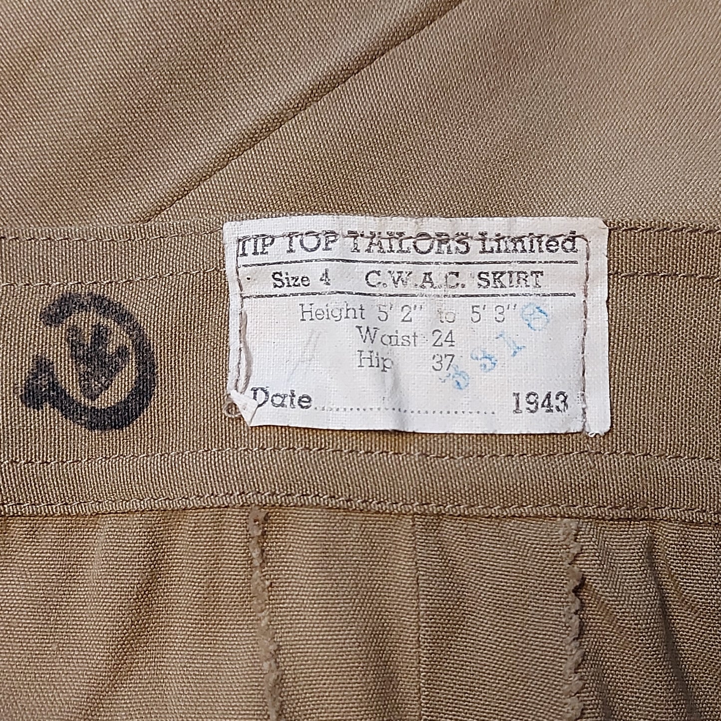 WW2 CWAC Canadian Women's Army Corps Uniform Skirt