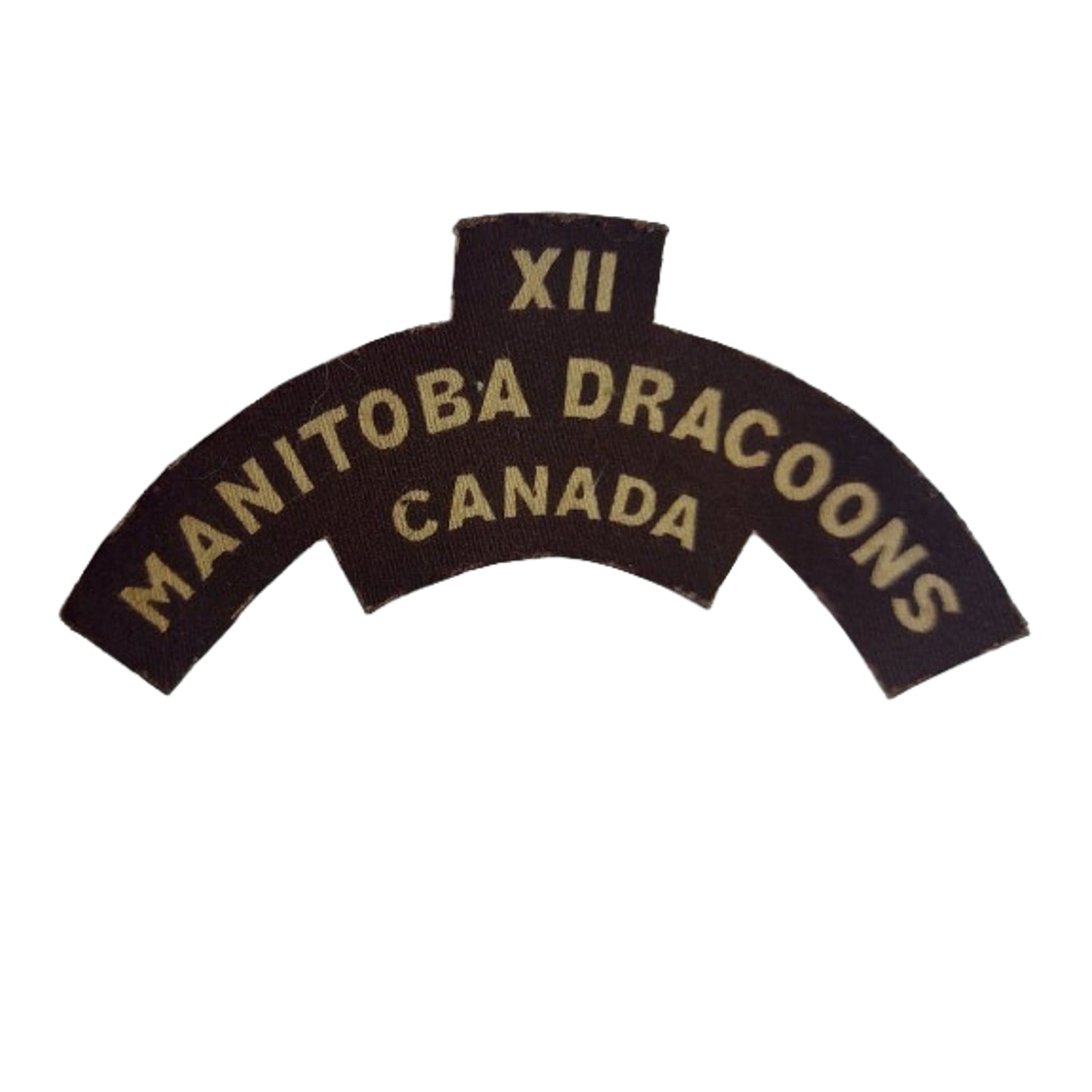 WW2 Canadian 12th Manitoba Dragoons Printed Canvas Shoulder Title