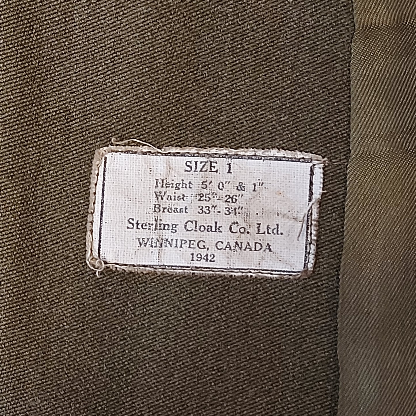WW2 Canadian CWAC Canadian Women's Army Corps Named Uniform Tunic