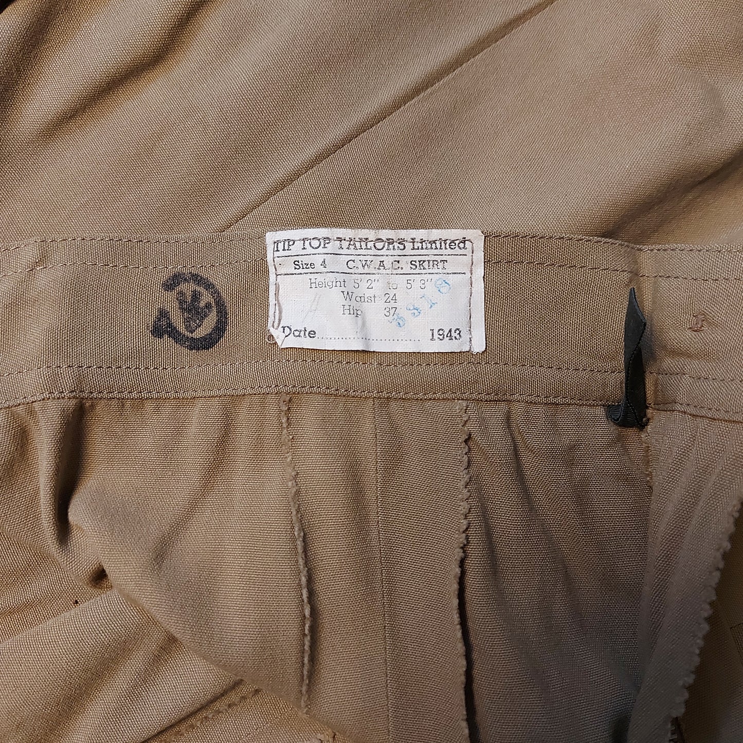 WW2 CWAC Canadian Women's Army Corps Uniform Skirt