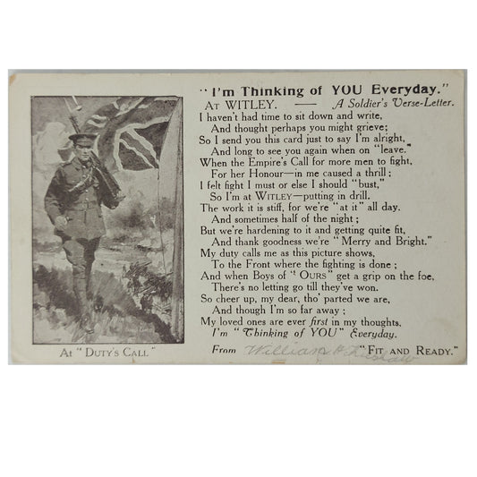 WW1 British Canadian Picture Postcard "I'm Thinking Of You Everyday"