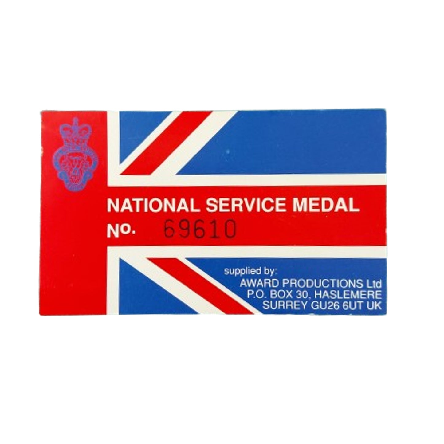 WW2 / Post-WW2 Cased National Service Medal With Card 1939-1960
