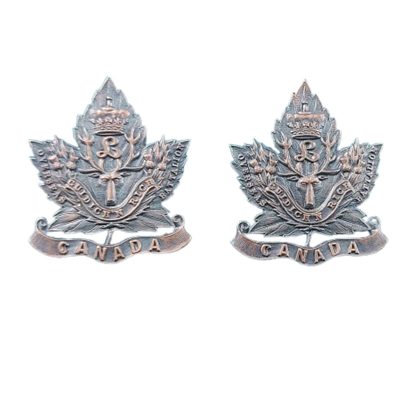 WW1 Canadian CEF 72nd Battalion Seaforth Highlanders Collar Badge Pair