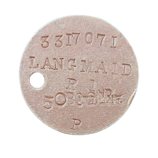 WW1 Canadian I.D. Tag 50th Battalion Calgary Alberta
