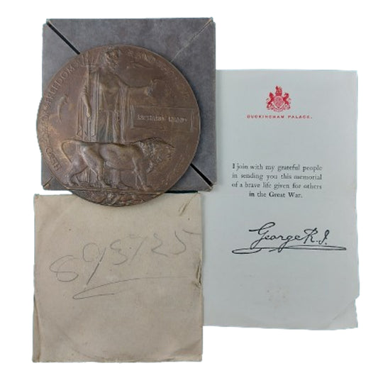 WW1 British Memorial Plaque With Envelope And Letter
