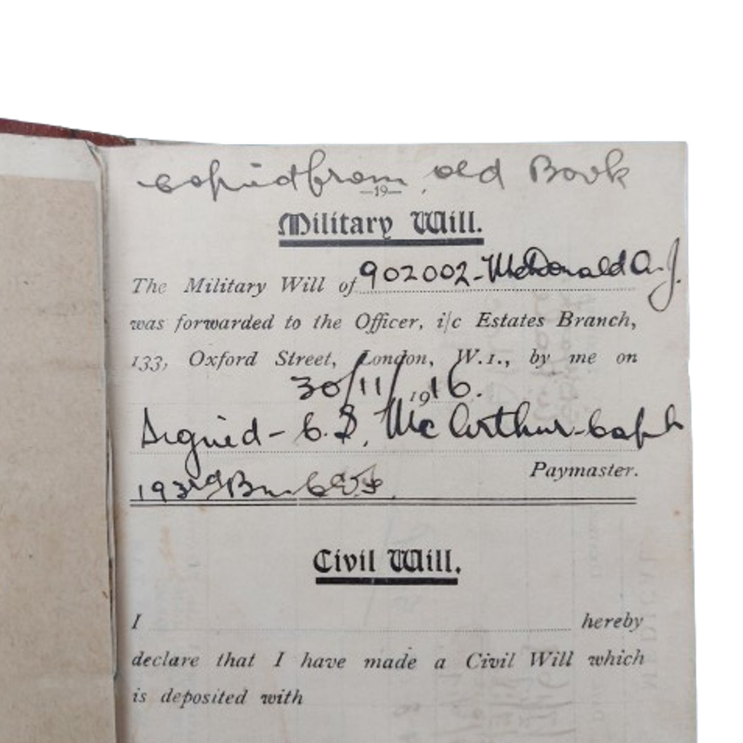 WW1 Canadian CEF Pay Book -193rd Bn. / 42nd Bn.