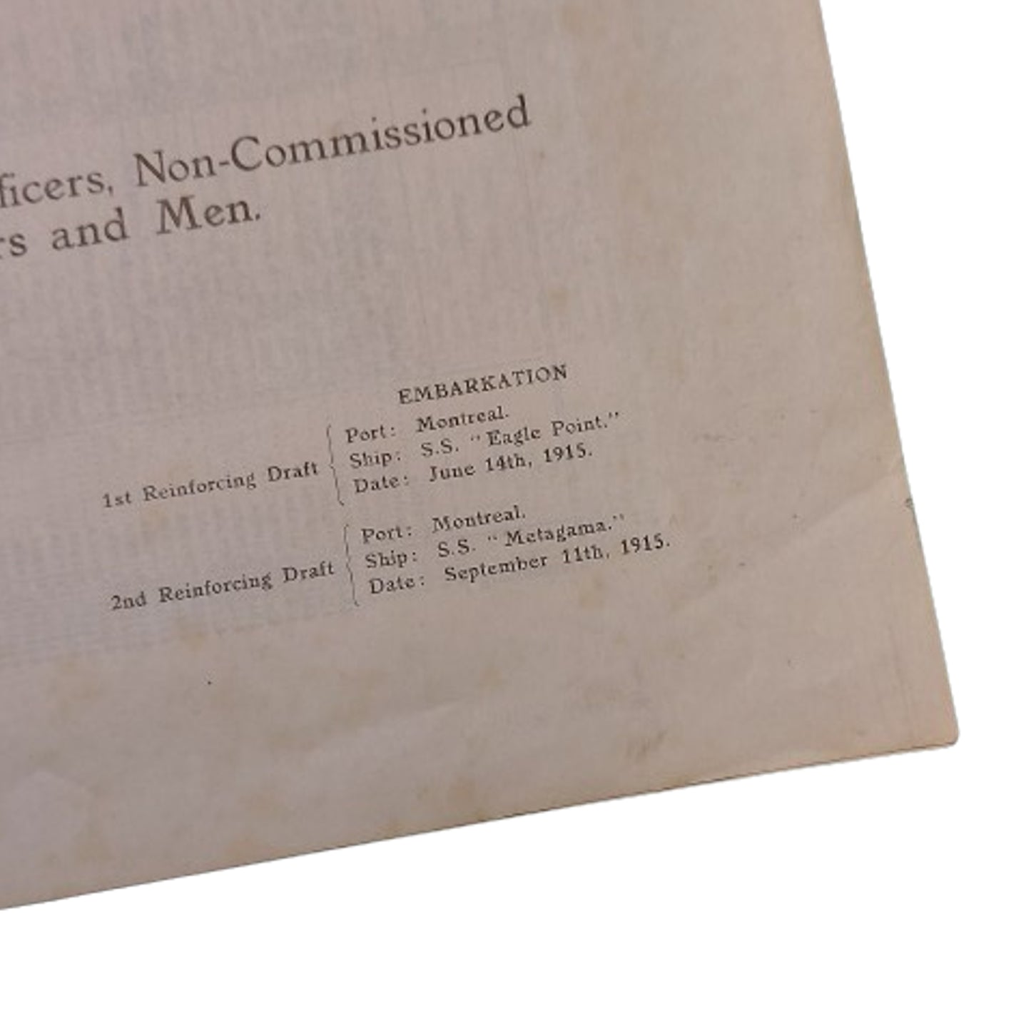 WW1 CEF 50th Battalion Reinforcing Drafts Nominal Roll 1915 -Calgary Alberta