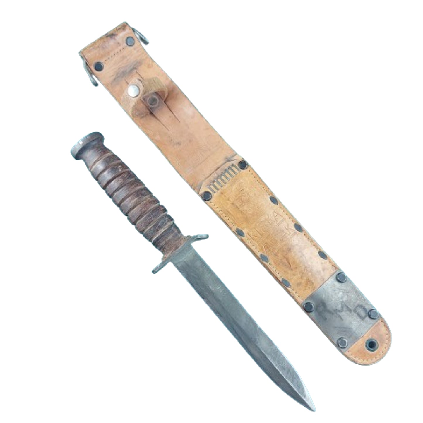 WW2 Canadian Issue Named M3 Knife And Case Knife In Scabbards -Adak Kiska Service