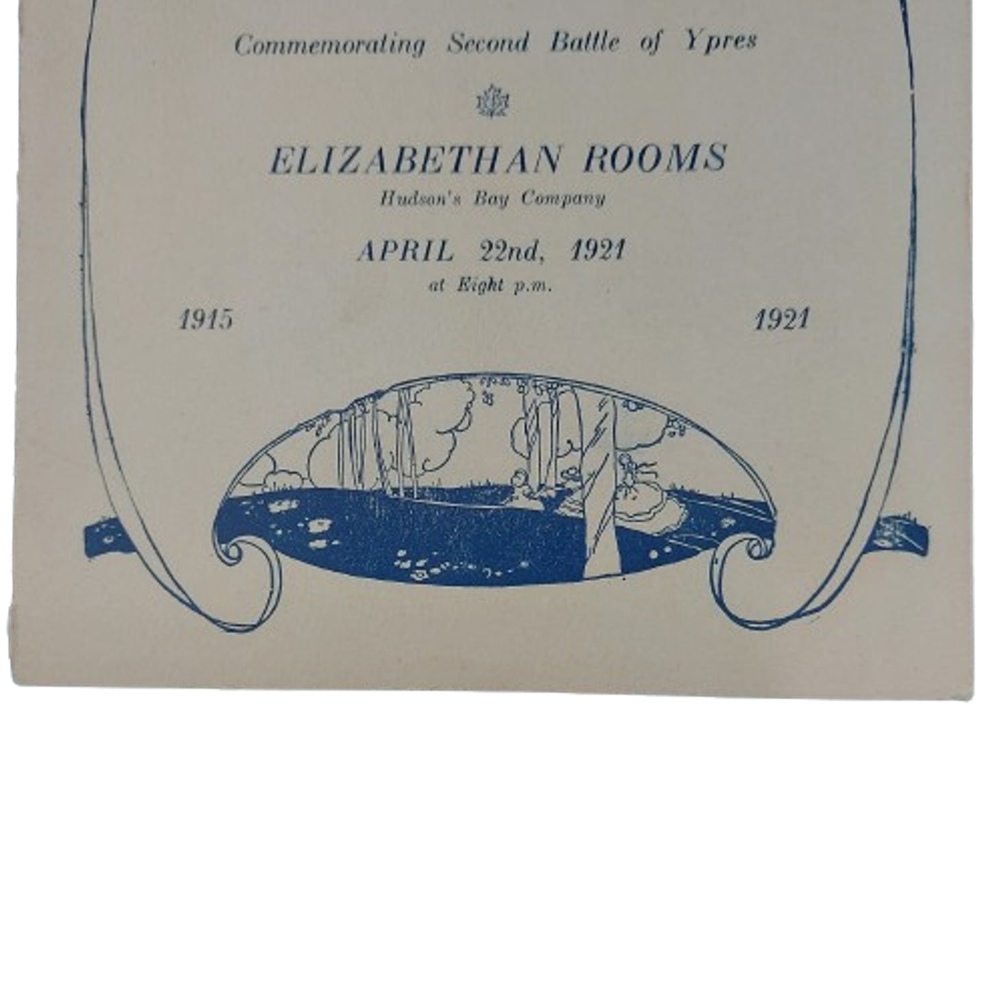 10th Battalion Calgary Alberta 1921 Dinner Menu