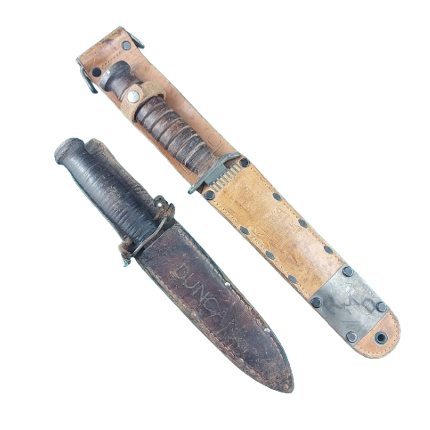 WW2 Canadian Issue Named M3 Knife And Case Knife In Scabbards -Adak Kiska Service