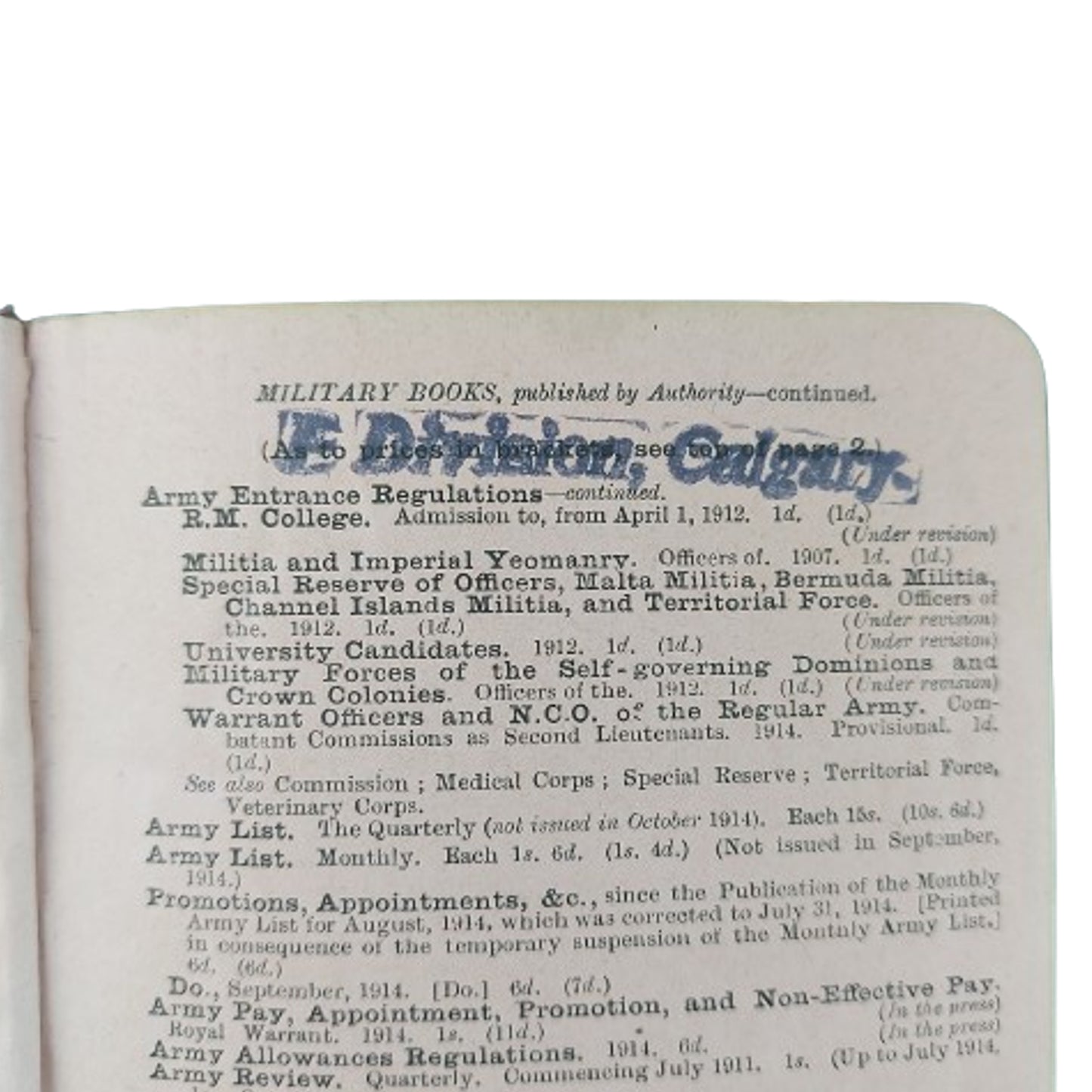 Pre-WW1 Canadian Named And Regiment Marked Musketry Regulation 1910 Manual -Calgary Alberta