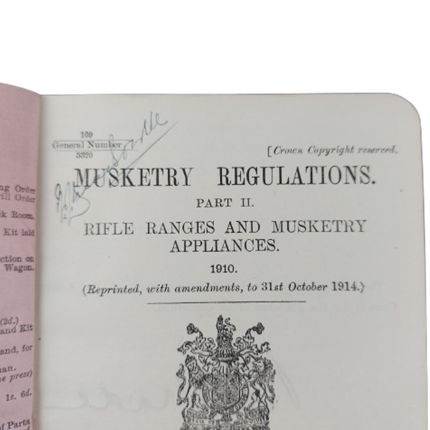 Pre-WW1 Canadian Named And Regiment Marked Musketry Regulation 1910 Manual -Calgary Alberta