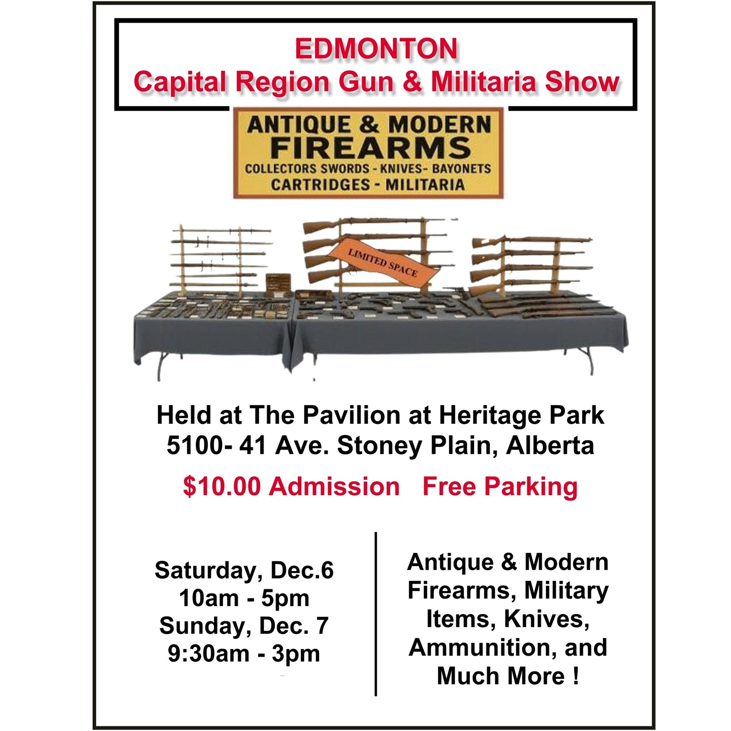 Edmonton Gun And Military Show December 6 & 7, 2025