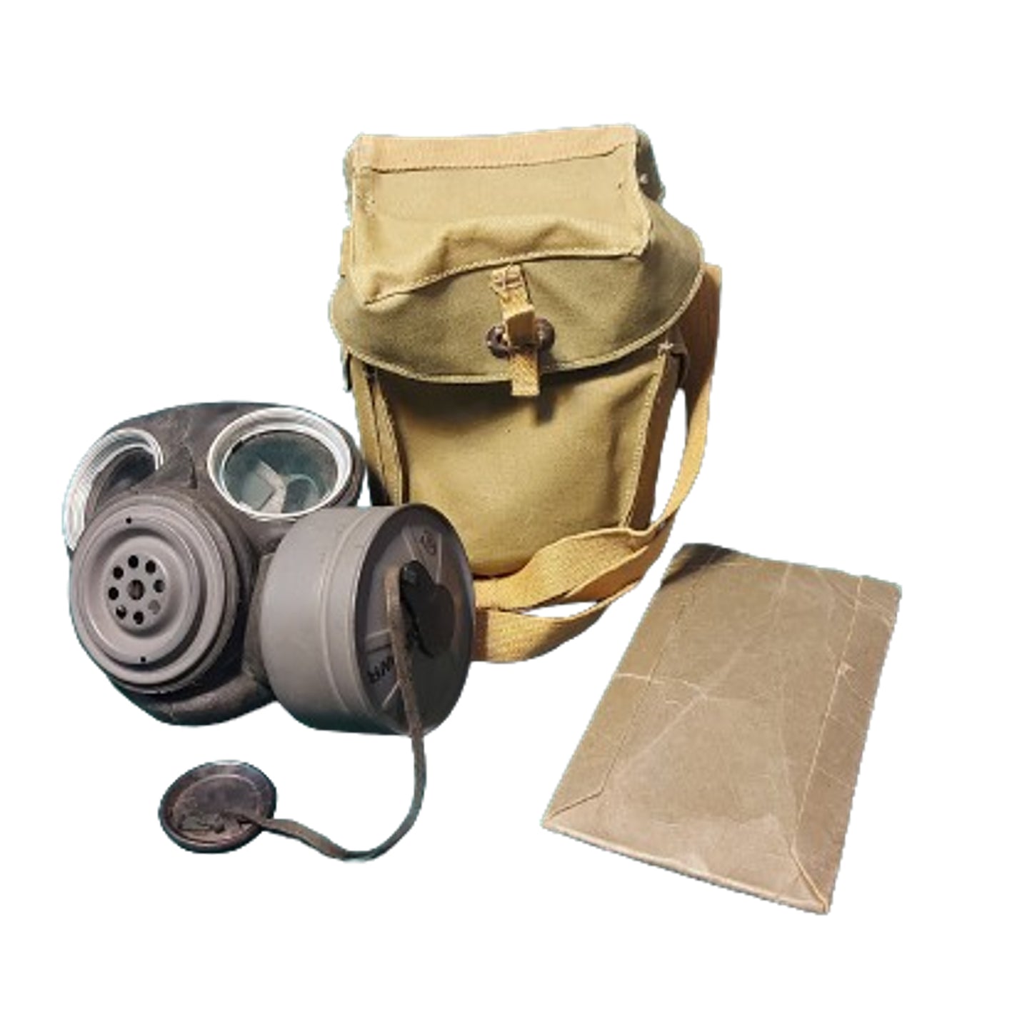 WW2 Canadian Number 4 Mk.III Light Anti-Gas Respirator In Carrier With Eye Shields