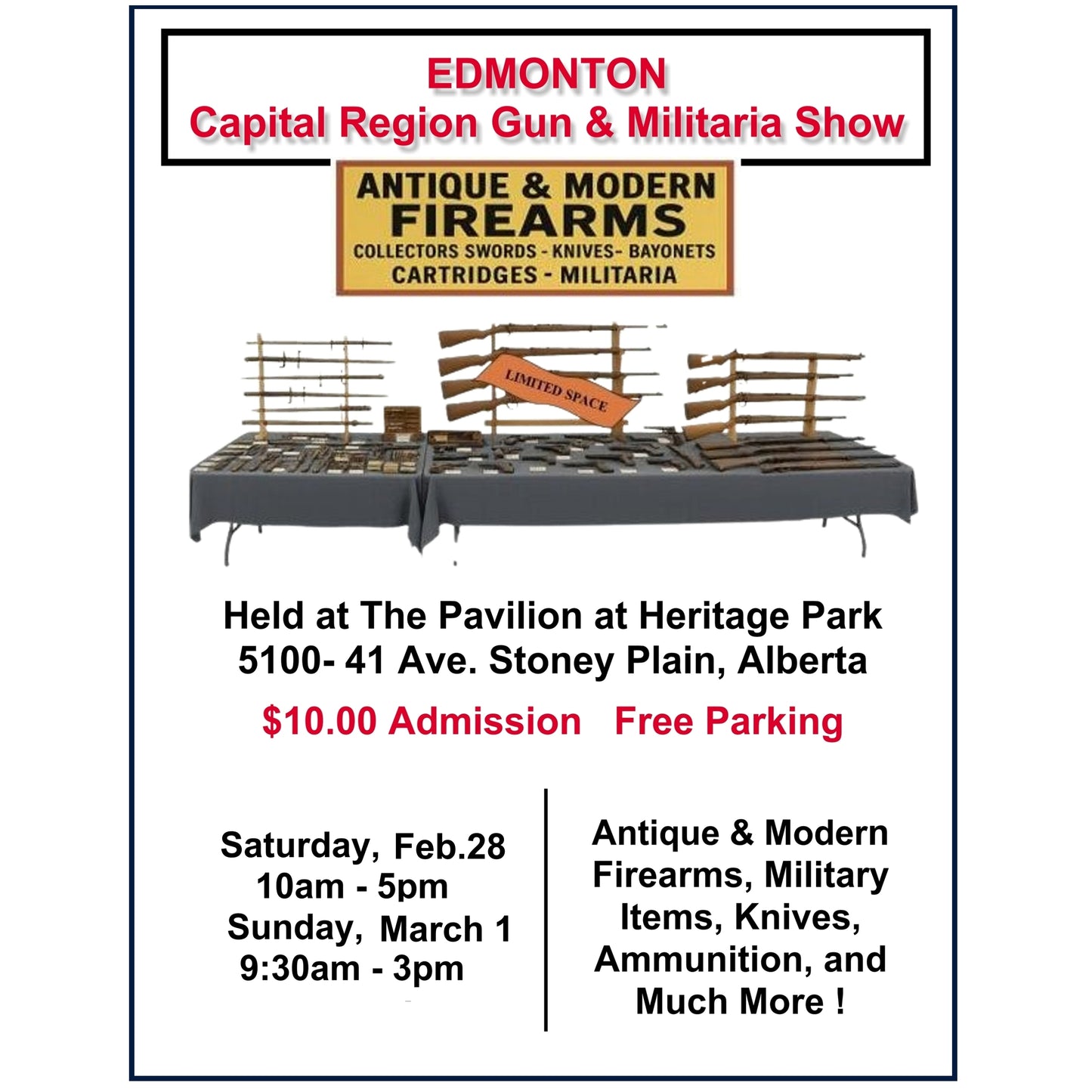 Edmonton Capital Region Gun And Military Show Feb, 28-Mrach 1, 2026