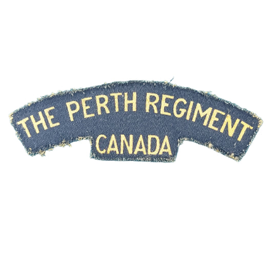 WW2 Canadian The Perth Regiment Printed Canvas Shoulder Title
