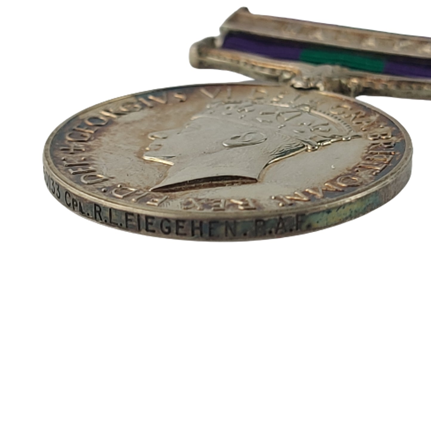 WW2 British George VI General Service Medal GSM Malaya Clasp R.A.F. Royal Air Force