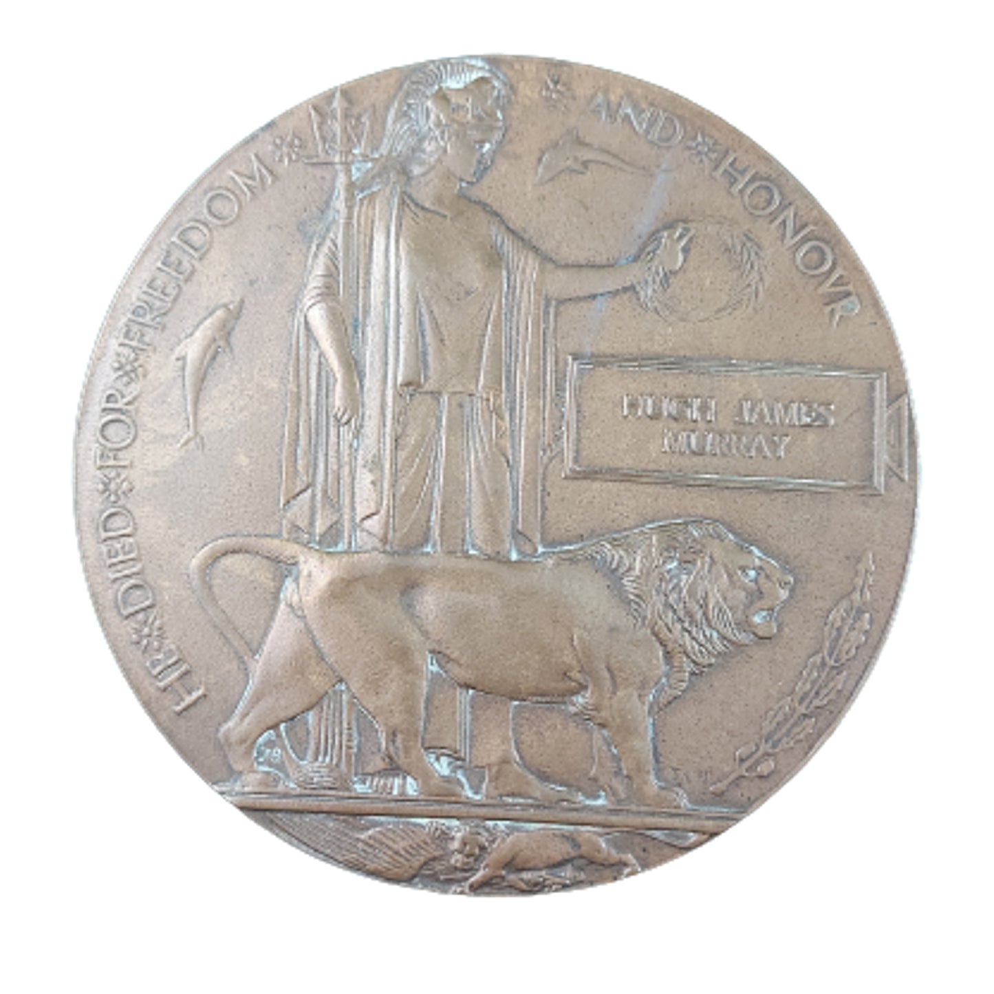WW1 Canadian Memorial Plaque - Hugh James Murray