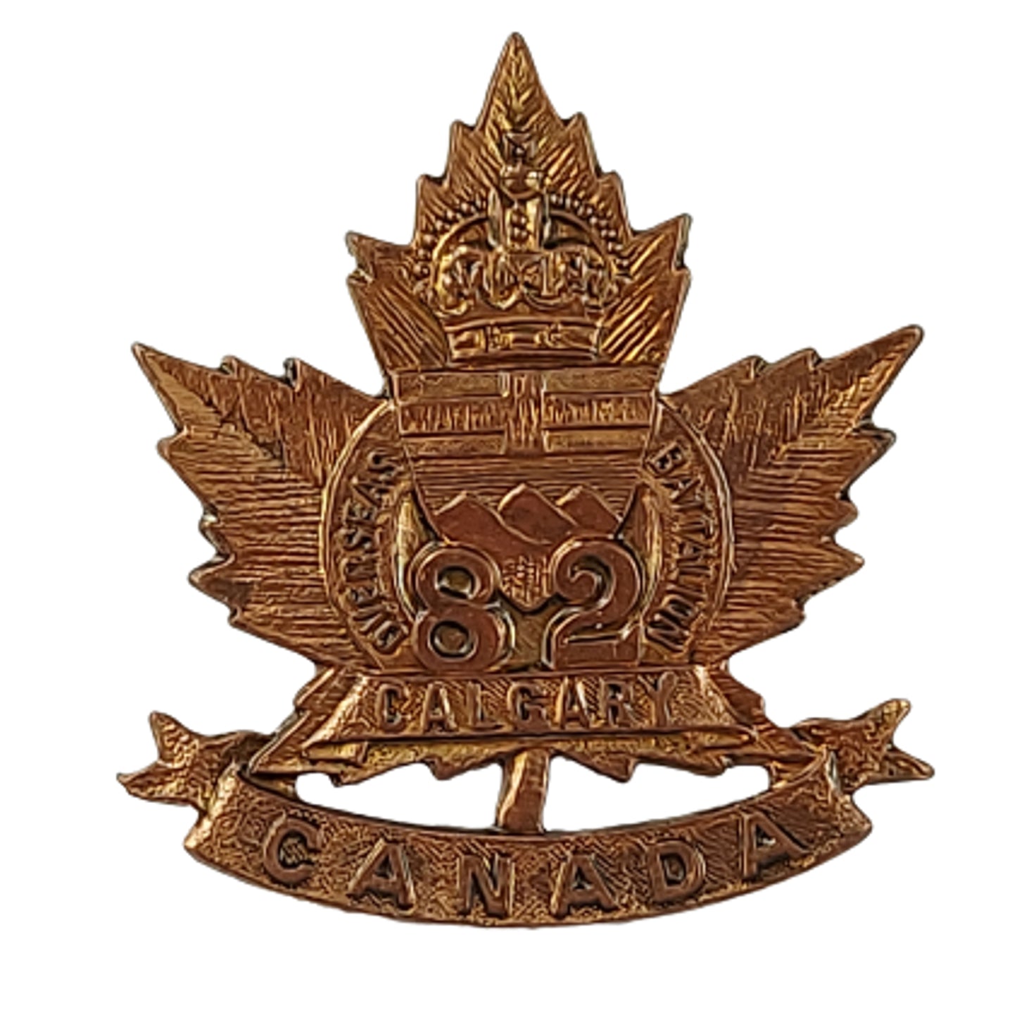 WW1 Canadian 82nd Battalion collar Badge -Calgary Alberta