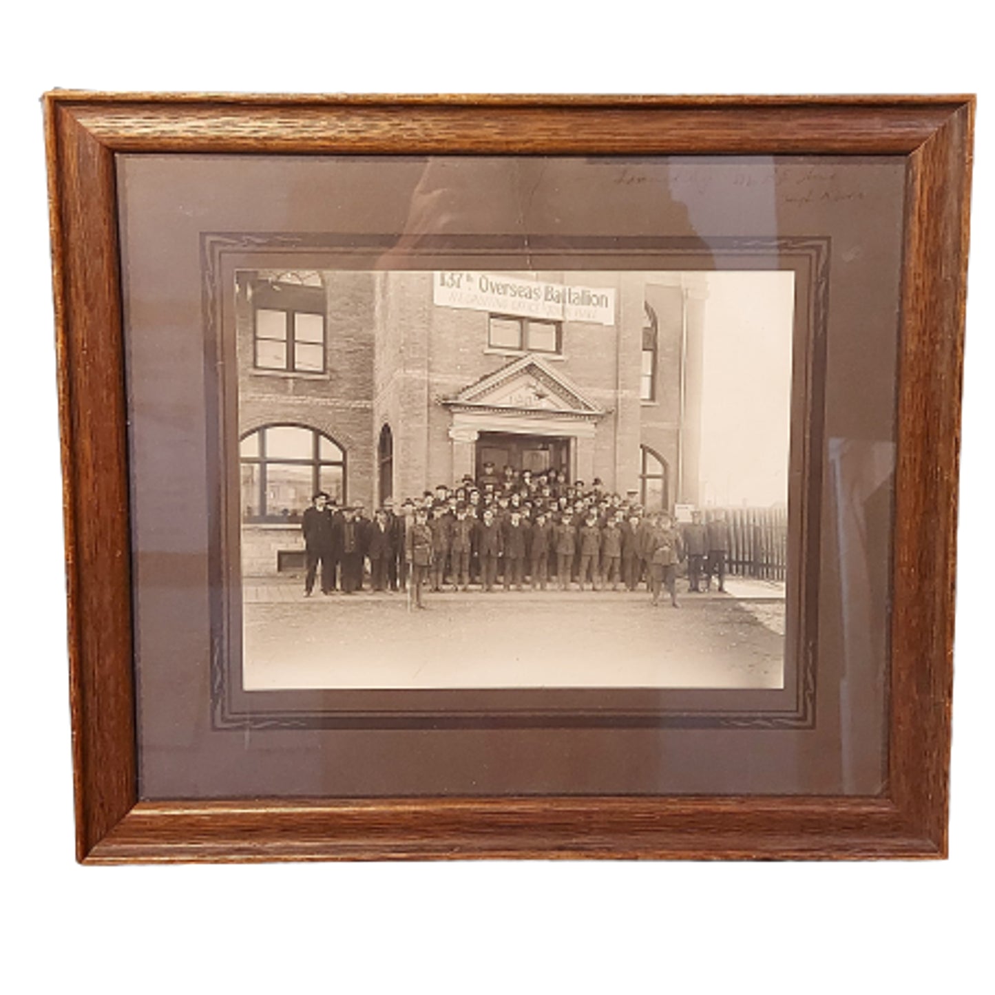 WW1 Canadian Framed Photo On Matte Board - 137th Battalion Recruiting Office Calgary Alberta