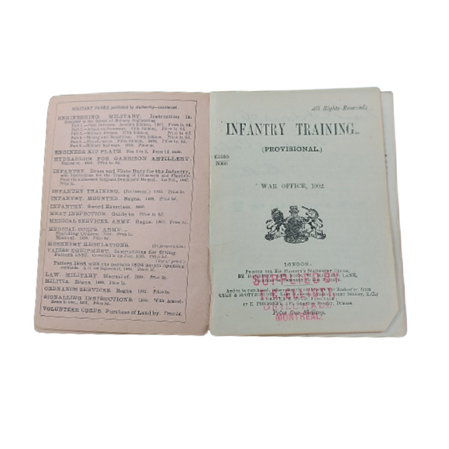 Named 1902 Infantry Training Manual -Highland Cadet Battalion