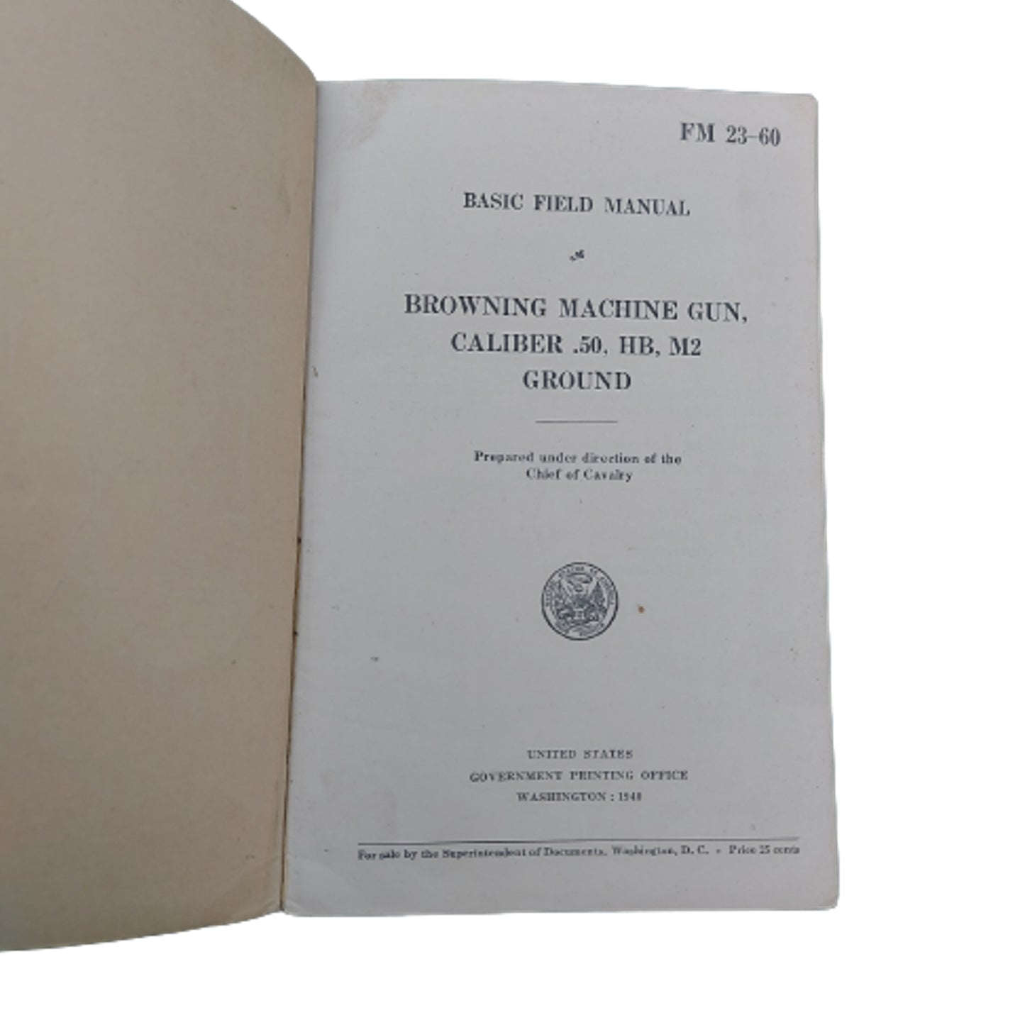 WW2 United States Manual - Browning M2 50 Ground MG- RCOC Royal Canadian Ordnance Corps