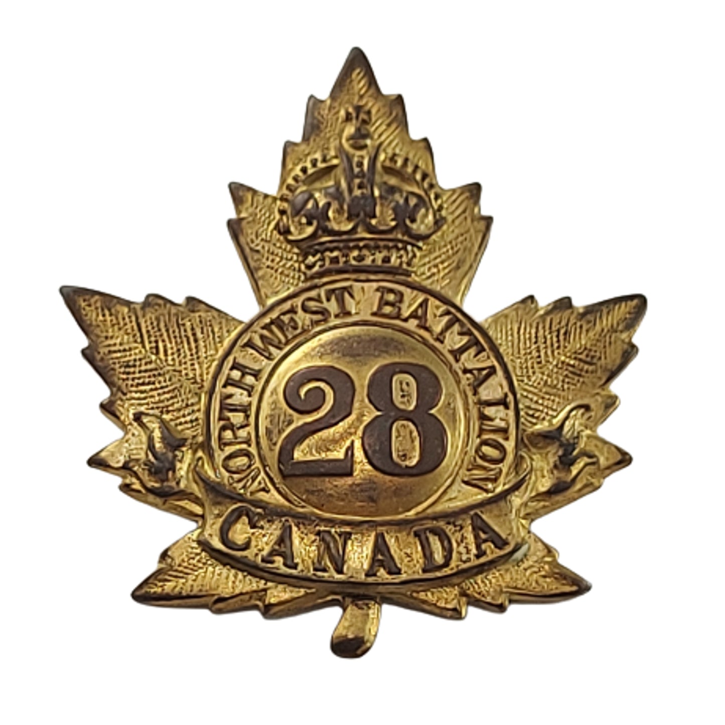 WW1 Canadian 28th Battalion (Northwest) Officer's Cap Badge -Saskatchewan / Ontario (no Overseas type)