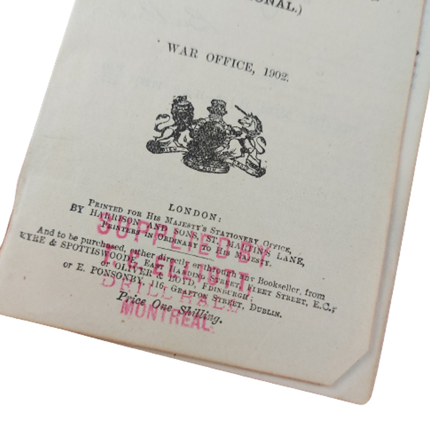 Pre-WW1 British 1902 Infantry Training Manual -Highland Cadet Battalion Named