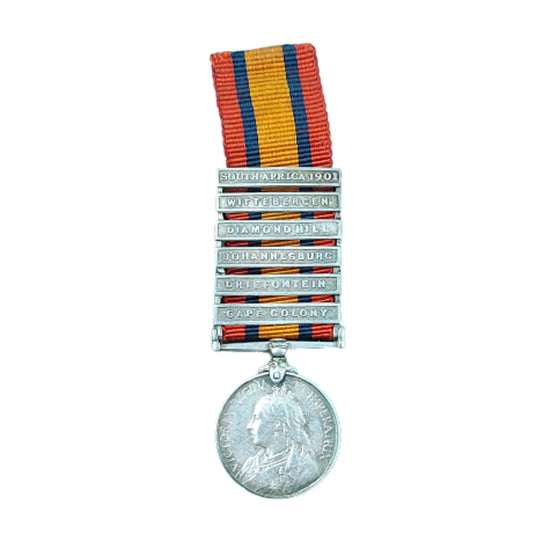 Pre-WW1 Canadian-British Miniature QSA Queen's South Africa Medal With 6 Bars