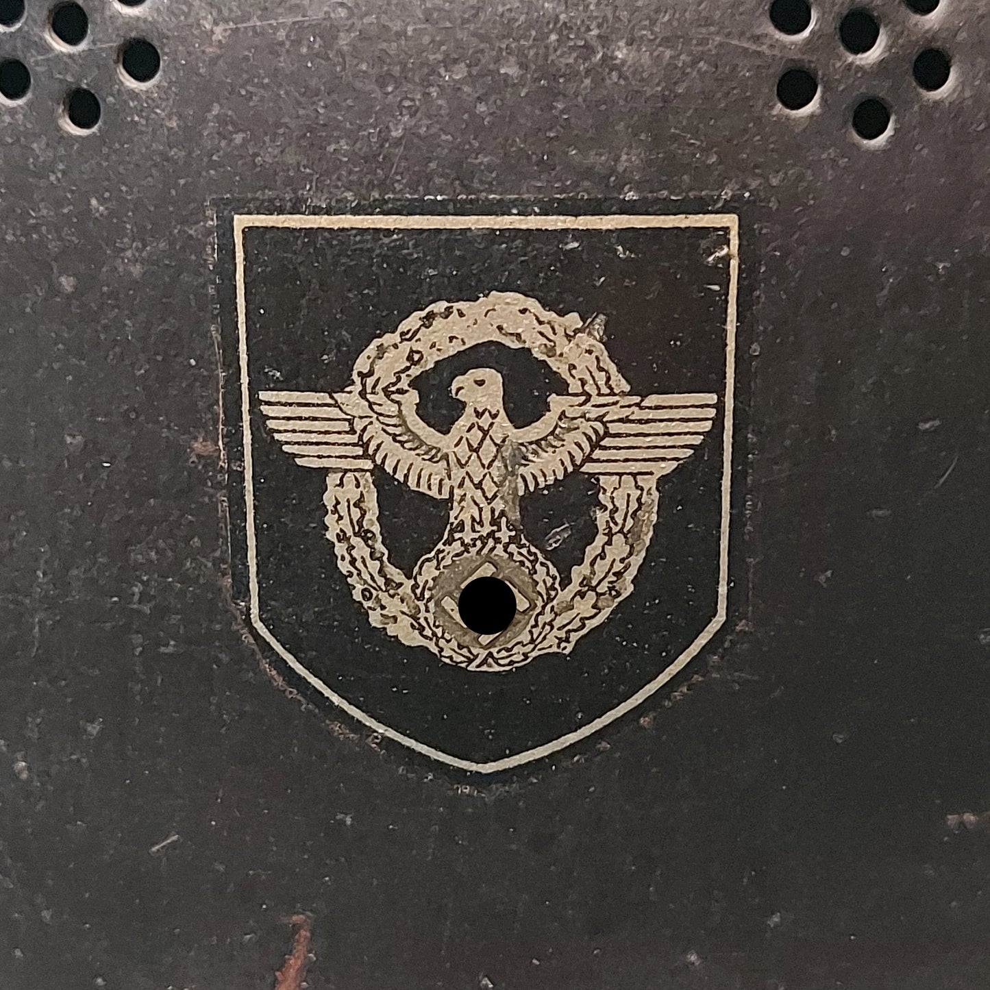 WW2 German M34 Double Decal Feuerschutzpolizei Helmet
