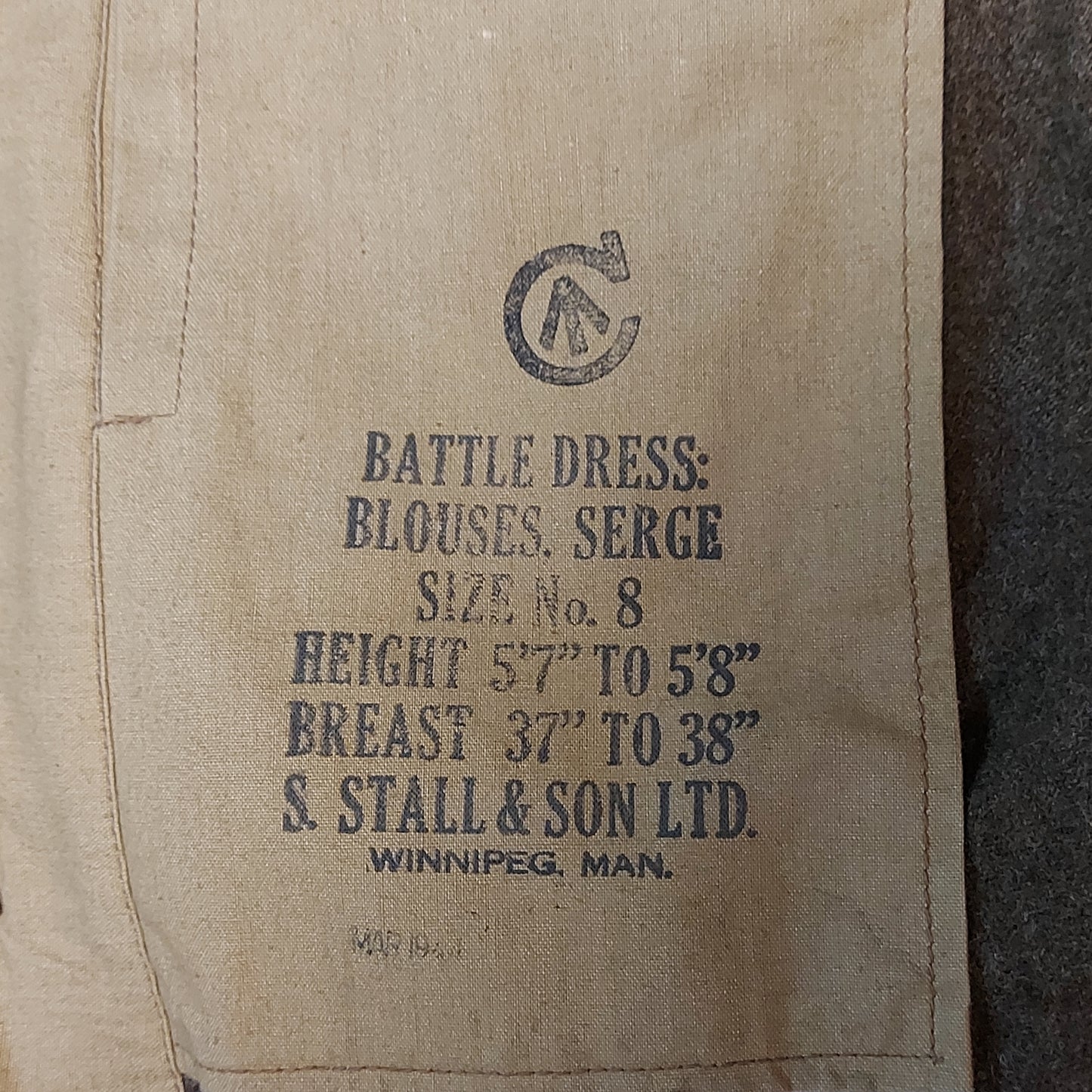 WW2 Canadian The Calgary Regiment 14CTR BD Battle Dress Tunic Dieppe