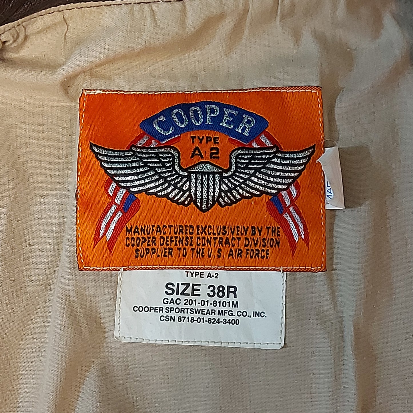 Post-WW2 United States Cooper A-2 Commemorative Leather Flight Jacket