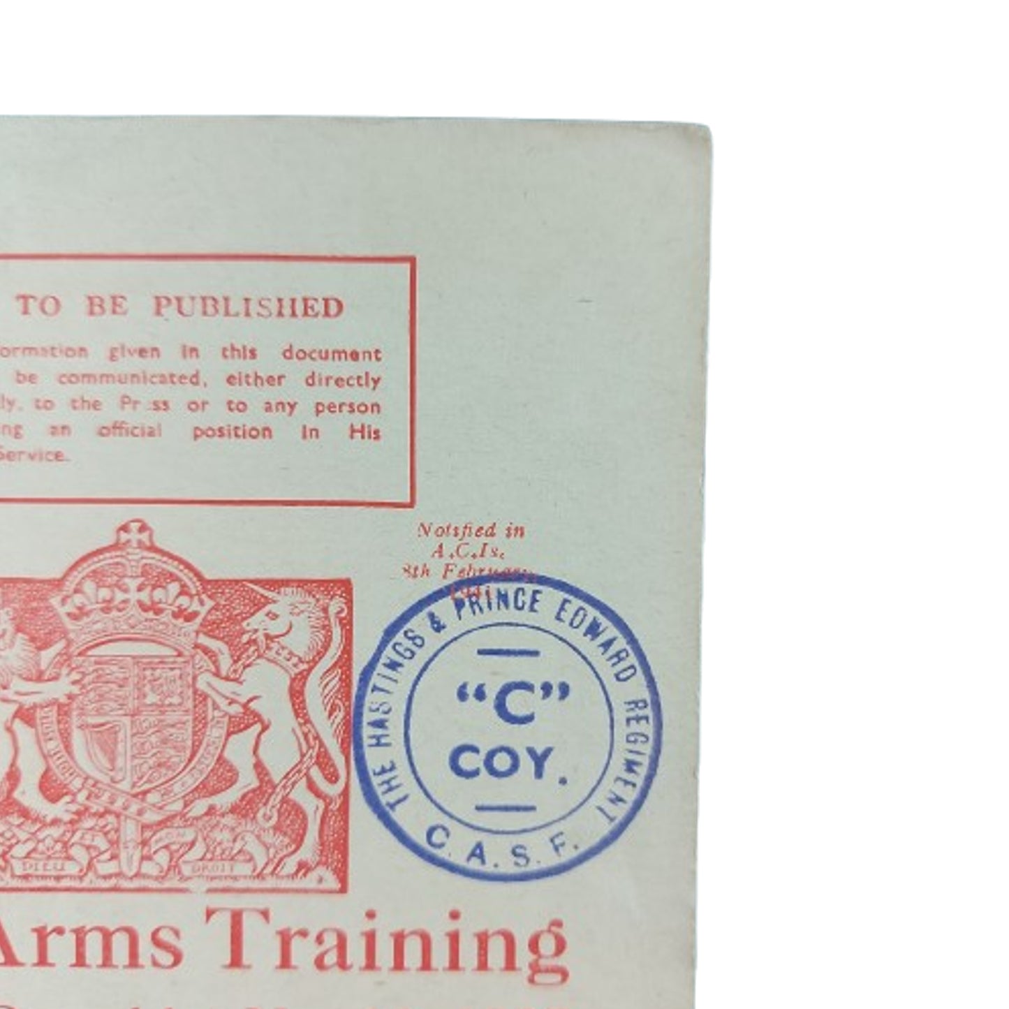 WW2 Canadian Training Manual Rifle And Hand Grenades The Hastings And Prince Edward Regiment