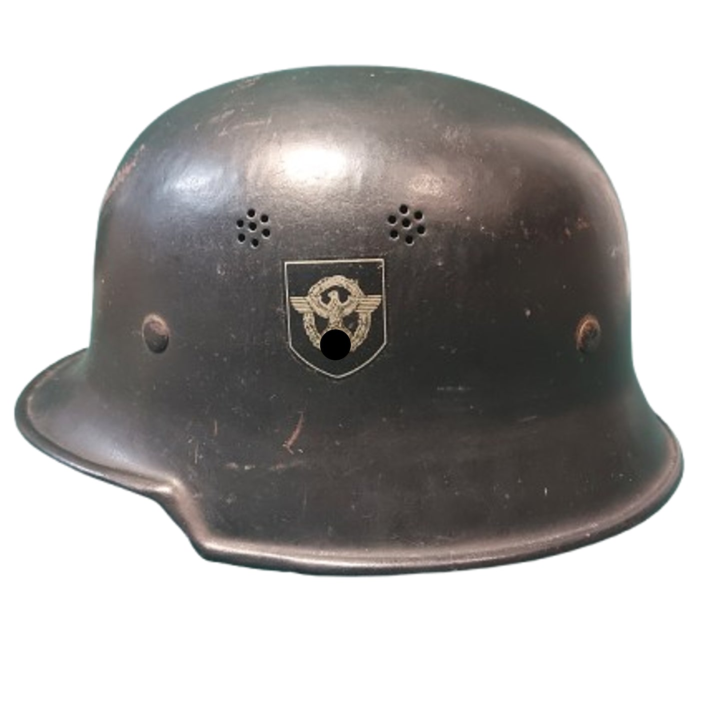 WW2 German M34 Double Decal Feuerschutzpolizei Helmet