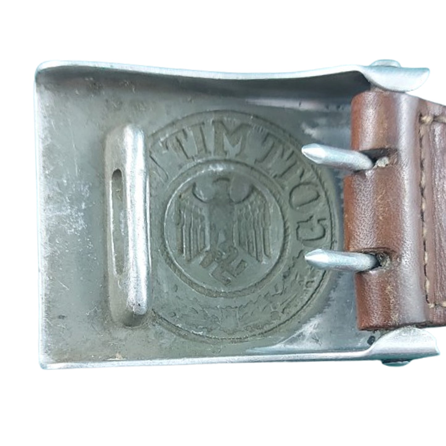 WW2 German Army EM/NCO's Belt Buckle With Leather Tab 1937
