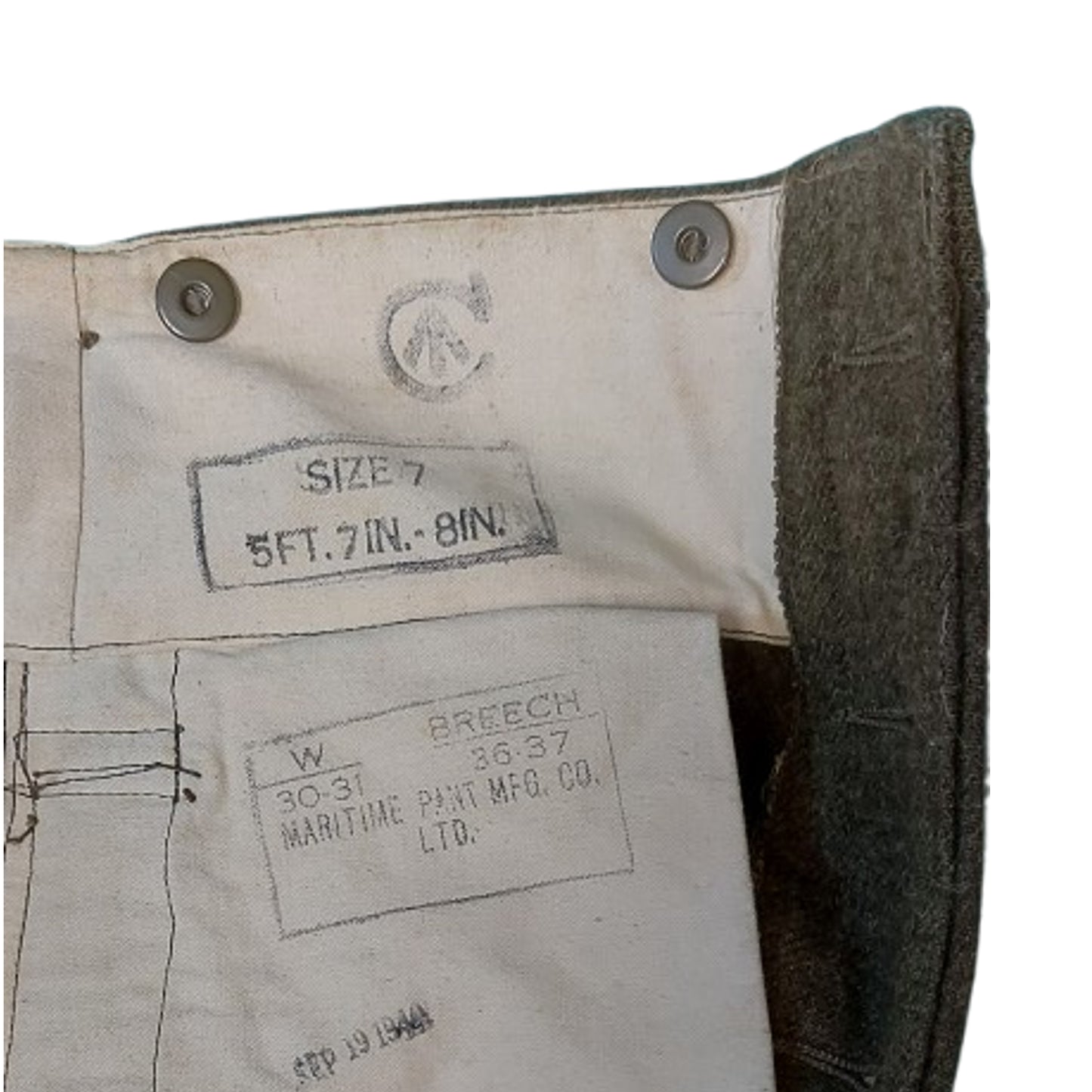 WW2 Canadian Battle Dress Pants Size 7, 1944