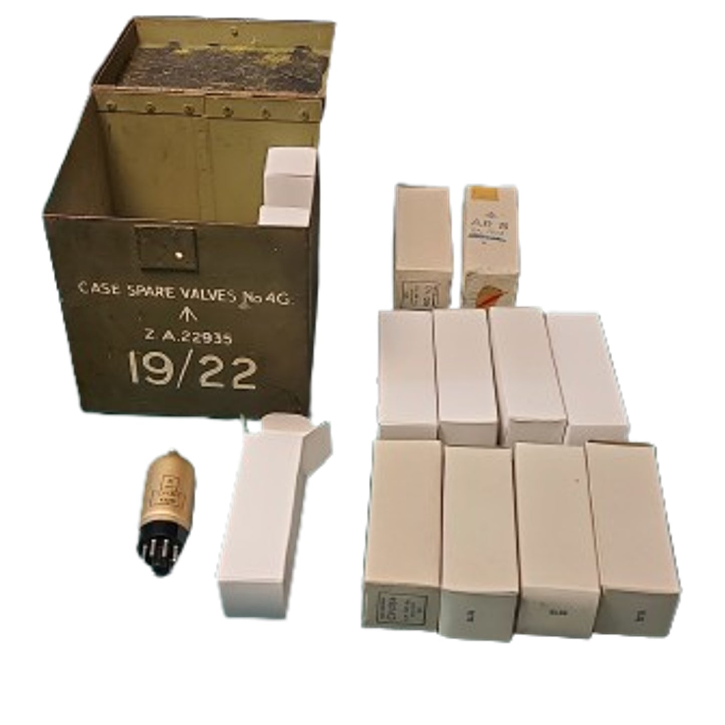 WW2 Canadian Wireless 19 Wireless 22 Radio Spare Valves Case With Tubes
